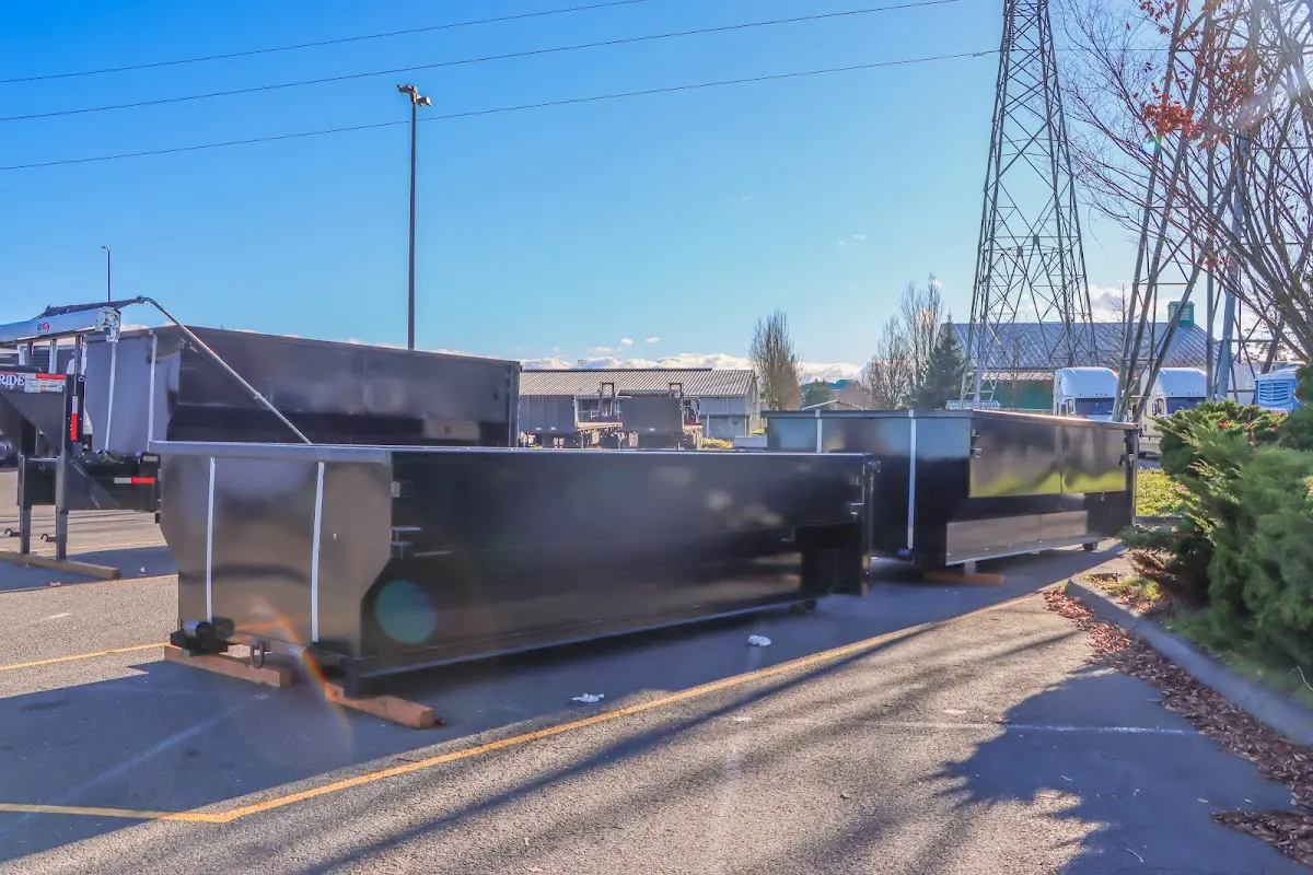 Roll-off dumpster ready for waste disposal at job site for Construction Dumpster Rental in Monterey